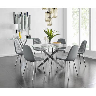 Bless international Tierra Sleek Metal and Glass Round Dining